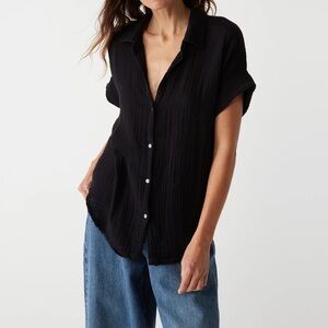 Michael Stars Women’s Black Bailey Gauze Button Down Shirt
